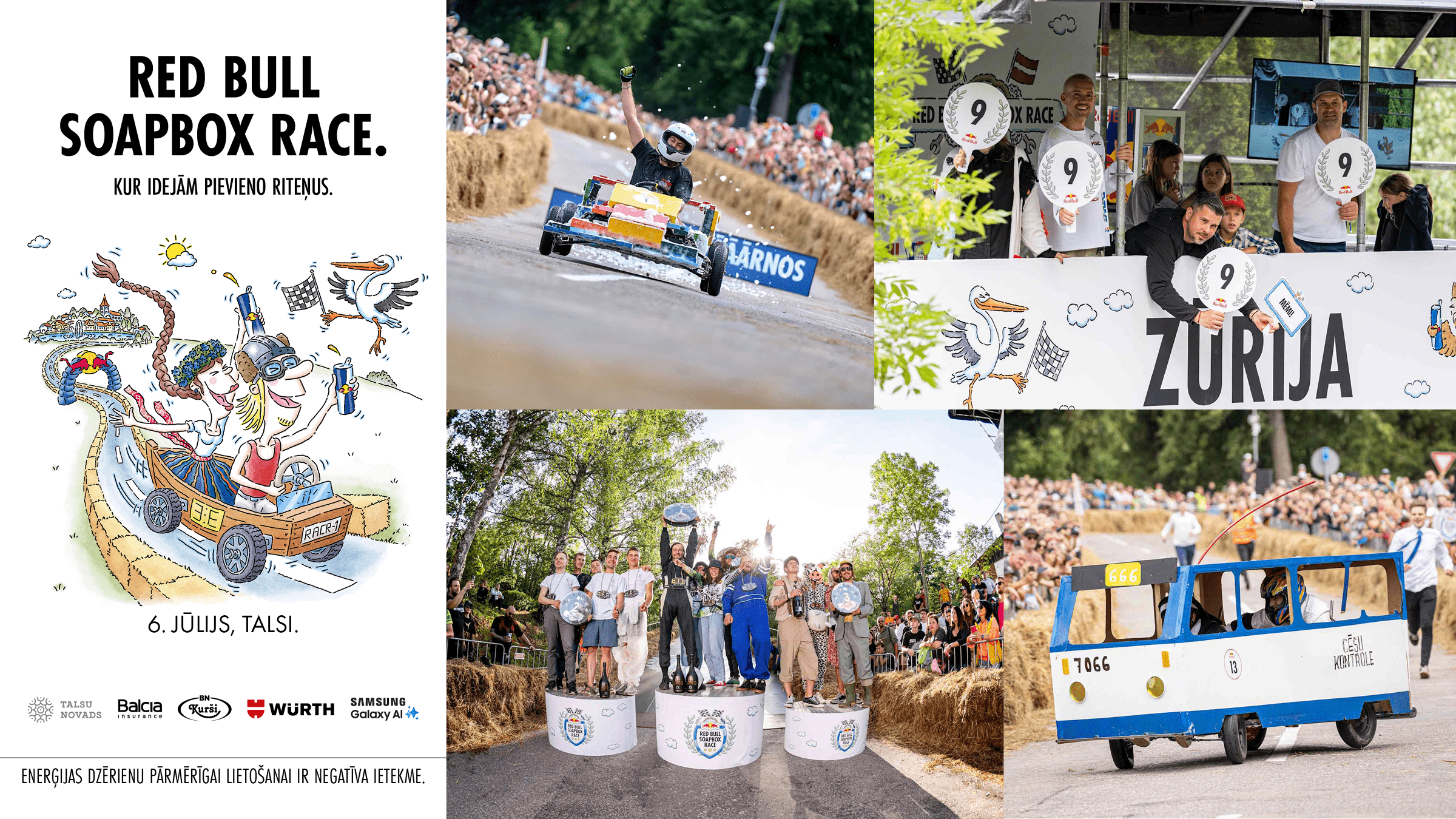 RED BULL. Self-built car racing event “Soap box Race” communication campaign and branding.