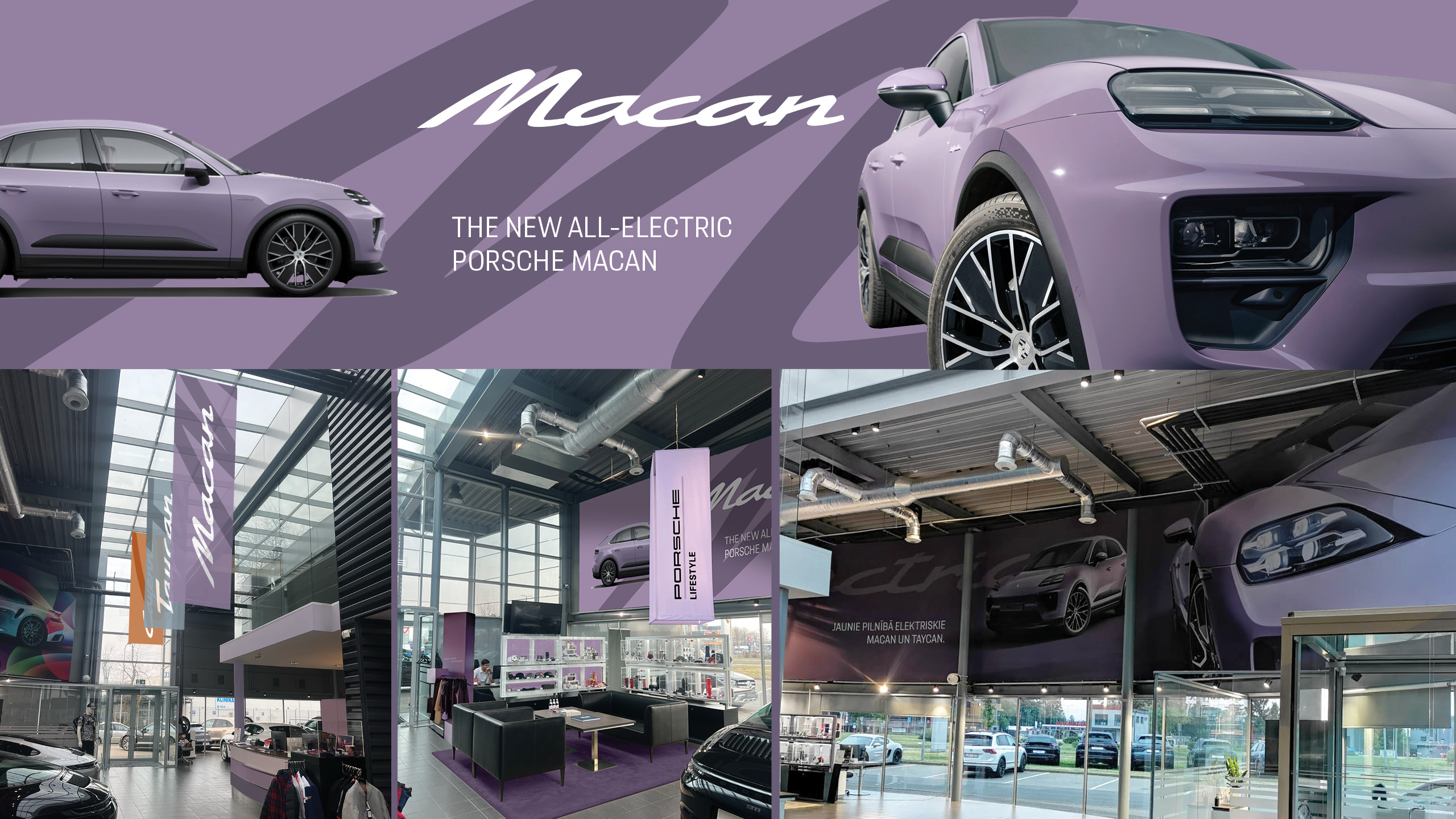 PORSCHE. Salona noformējums Porsche Macan komunikācijai.